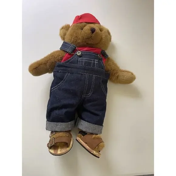 Adopt-A-Bear Teddy Bear with Outfit (Overalls, Shirt, Cap & Sandals) 20” - Picture 2 of 7